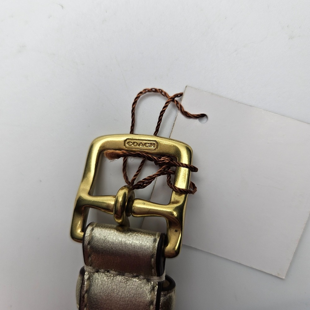 NIB COACH Metallic Gold Turnlock Leather Dog Collar Charm 600900 Small - Picture 10 of 11